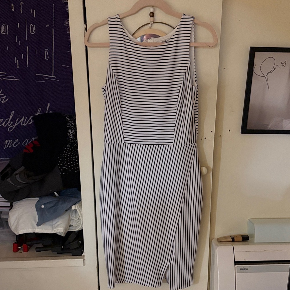 White House Black Market Black and White Striped Mini Dress